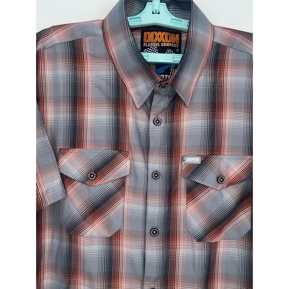 Dixxon Flannel Co Shirt Mens XLarge Gray Dragstrip ShortSleeve Button Down Plaid - Picture 2 of 8